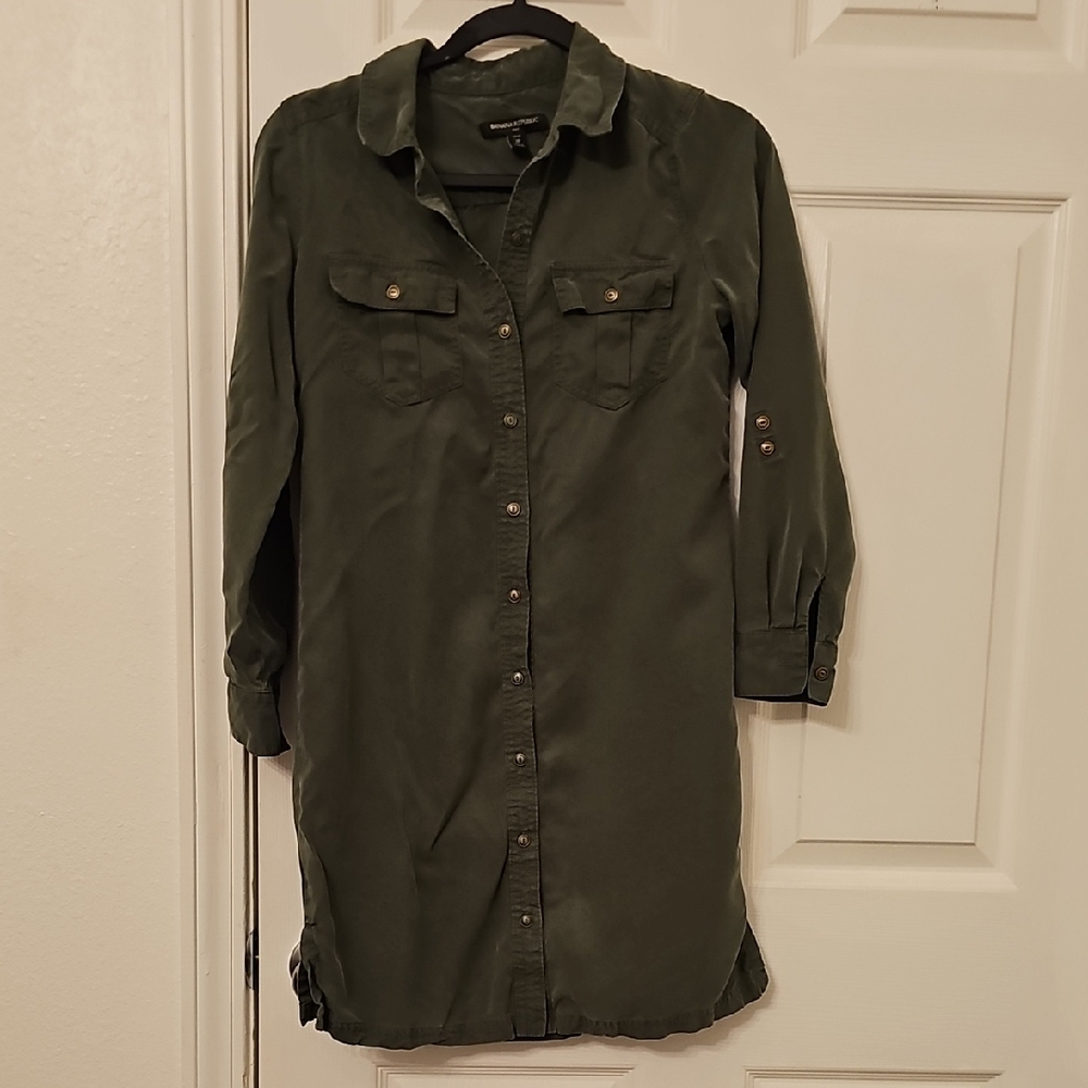 Banana Republic Dark Green Long Sleeve Dress